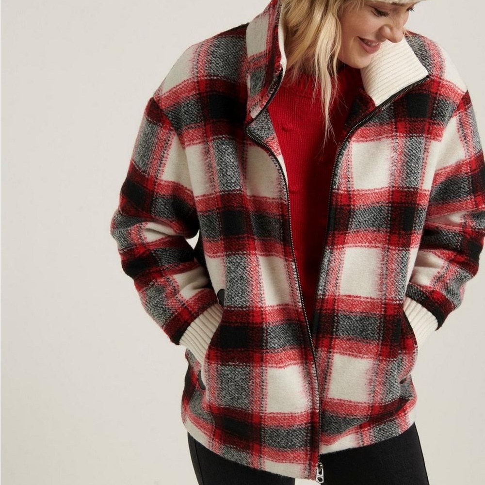 Lucky a brand Buffalo Plaid Wool Zip Coat